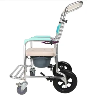 Wheeled Commode Chair,Toilet Chair Bedside Aluminum Alloy Safety Frames for Easy Transfers, No-Tool Assembly Easy Transfer