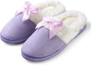 Women Closed Toe House Slippers, Cozy Dreamer Slipper, Fluffy Soft Slip on Winter Warm Shoes , Size 8 , Purple