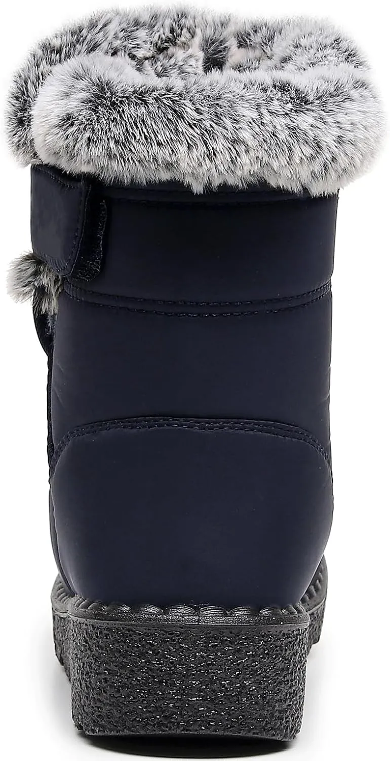 Women Men Lightweight Snow Boots Winter Anti-Slip Ankle Booties Waterproof Slip On Warm Fur Lined Sneaker