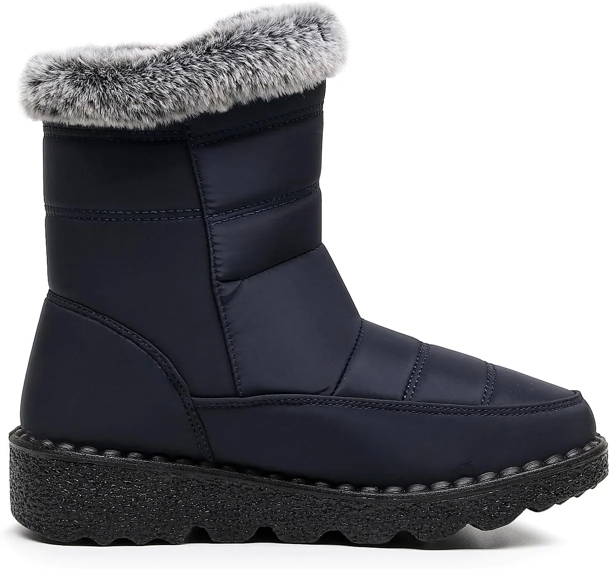Women Men Lightweight Snow Boots Winter Anti-Slip Ankle Booties Waterproof Slip On Warm Fur Lined Sneaker
