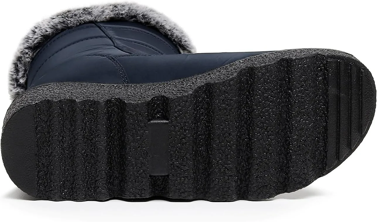 Women Men Lightweight Snow Boots Winter Anti-Slip Ankle Booties Waterproof Slip On Warm Fur Lined Sneaker