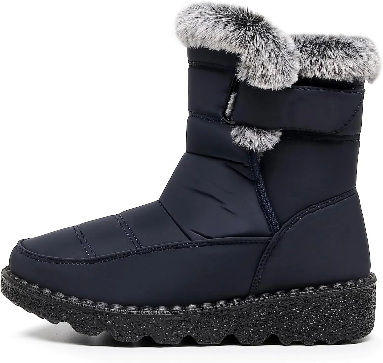 Women Men Lightweight Snow Boots Winter Anti-Slip Ankle Booties Waterproof Slip On Warm Fur Lined Sneaker