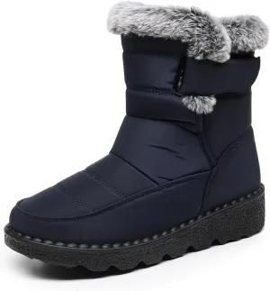 Women Men Lightweight Snow Boots Winter Anti-Slip Ankle Booties Waterproof Slip On Warm Fur Lined Sneaker