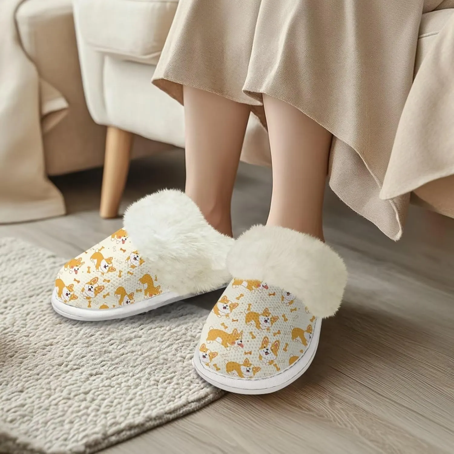 Womens Fluffy House Slippers for Winter Warm Comfy Bedroom Slippers Women Non Slip Size 5-13