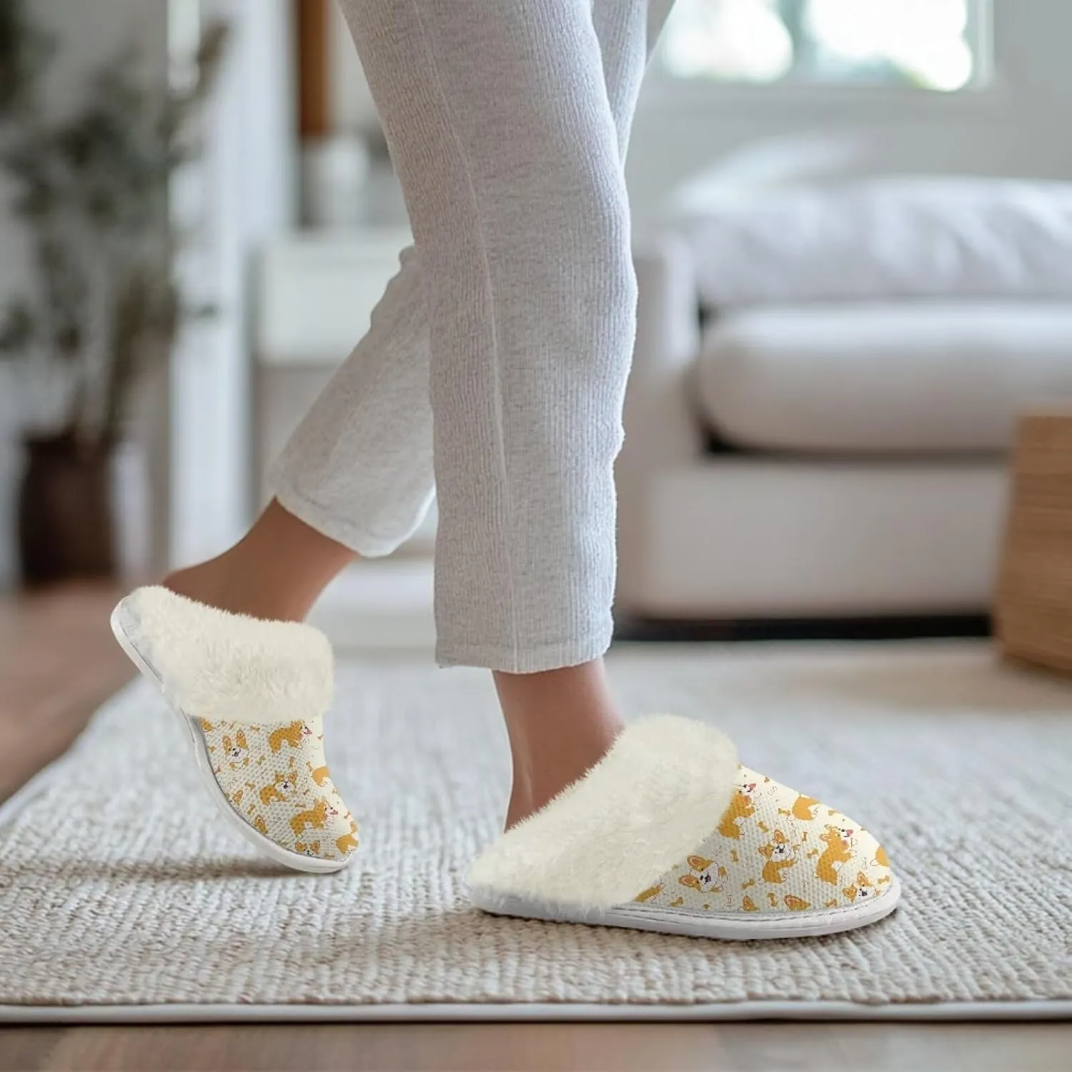 Womens Fluffy House Slippers for Winter Warm Comfy Bedroom Slippers Women Non Slip Size 5-13