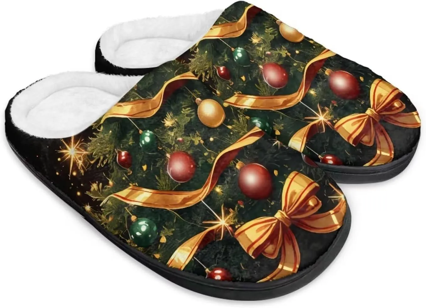 Women's Fuzzy Slip-on Slippers Warm Cozy Soft Lightweight Memory Foam Indoor House Shoes Size 34-50