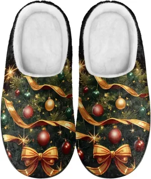 Women's Fuzzy Slip-on Slippers Warm Cozy Soft Lightweight Memory Foam Indoor House Shoes Size 34-50