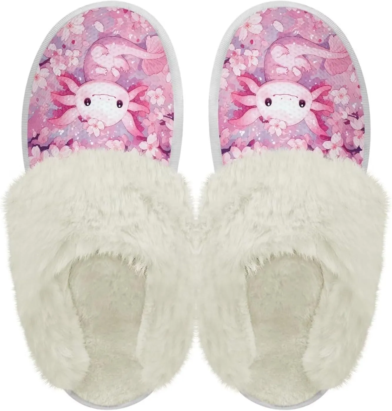 Womens Fuzzy Slippers with Fur Edges, Cute Plush House Shoes Fluffy House Slippers for Indoor and Outdoor