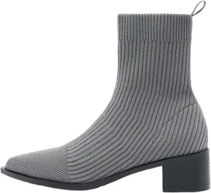 Women'S Knitted Chunky Heel Slip-On Formal Socks Boots Sexy Pointed Toe Comfortable Soft Non-Slip Warm Classic Autumn And Winter Business Dating Short Boots