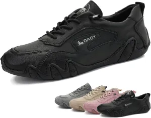 Women's Leather Vintage Trail Shoes for Hiking Sports Walking Shoes Outdoors Slip On Non-Slip Fashion Sneakers Comfort Soft Lightweight Driving Shoes