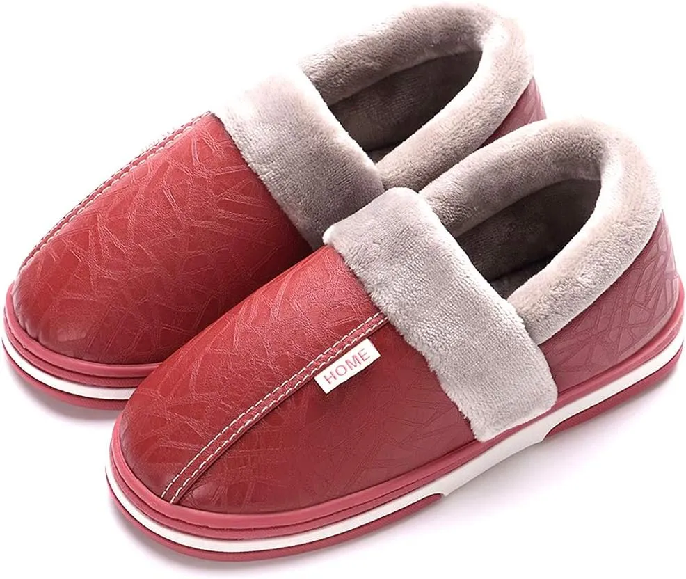 Women's Men's Soft House Felt Slippers Suede Indoor Slip On Cotton Shoes Memory Foam Anti-Skid Sole