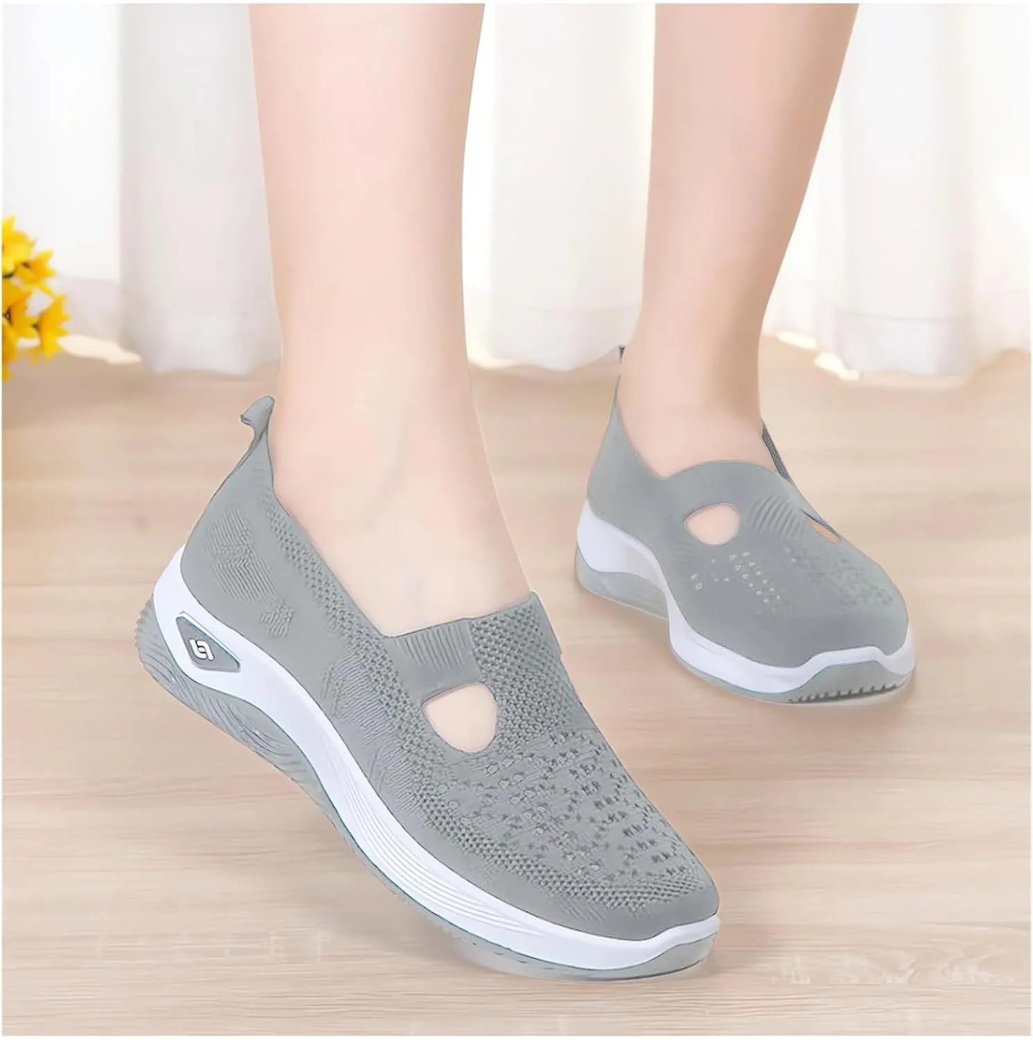 Womens Orthopedic Shoes, Woven Soft Shoes for Women, Arch Support Shoe, Breathable Slip on Foam Diabetic Sneakers