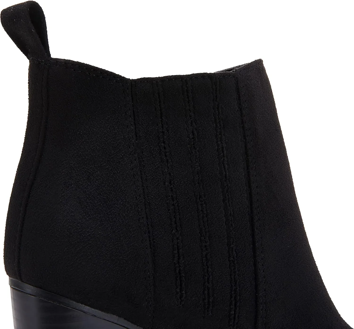 Womens Pointed Toe Slip on Ankle Booties Stacked Mid Block Heel Shoes Faux Leather Boots