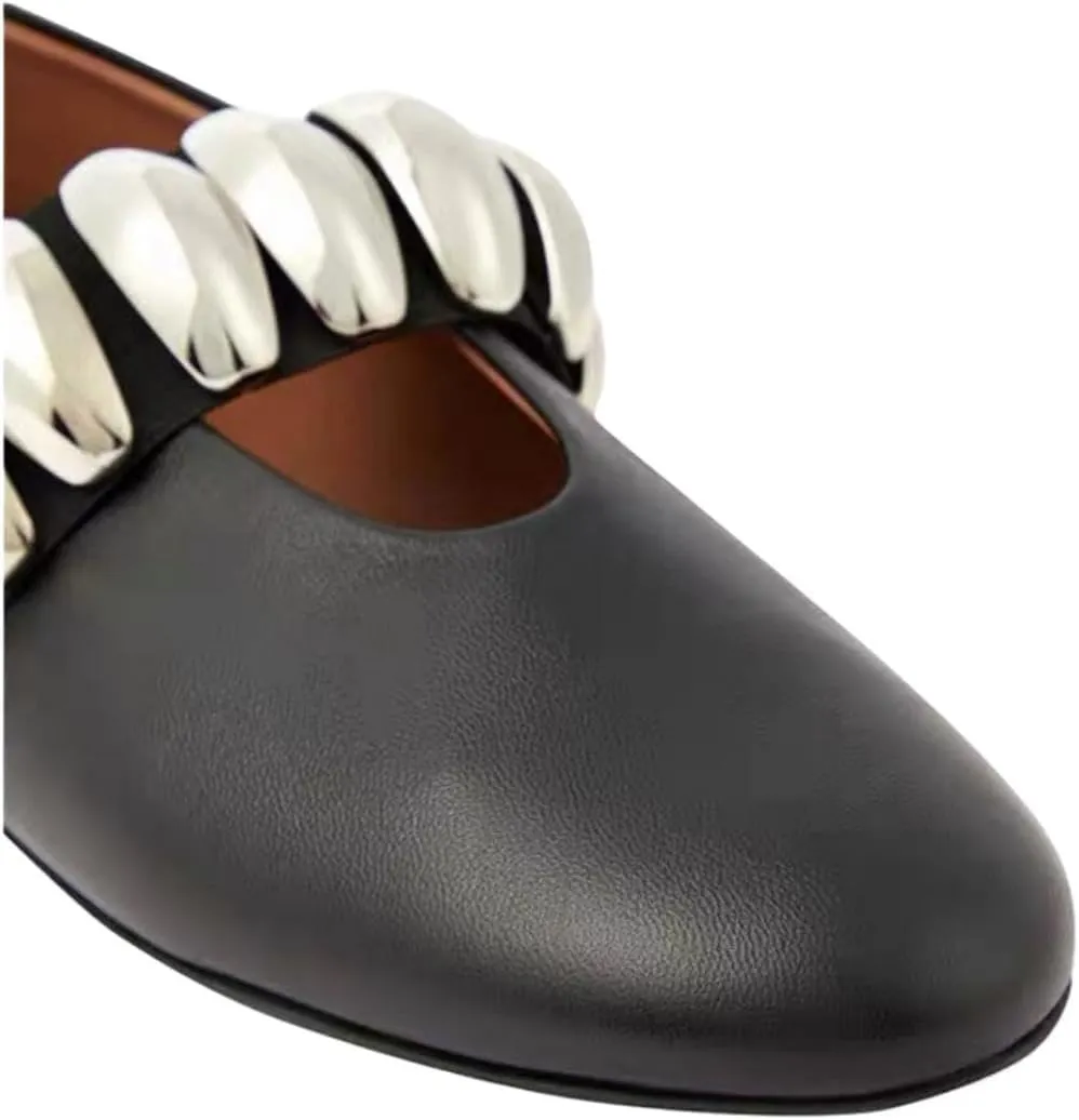 Womens Rhinestone Mary Jane Ballet Flats with Buckled Strap Round Toe Metallic Paillette Slip-On Soft Dress Shoes