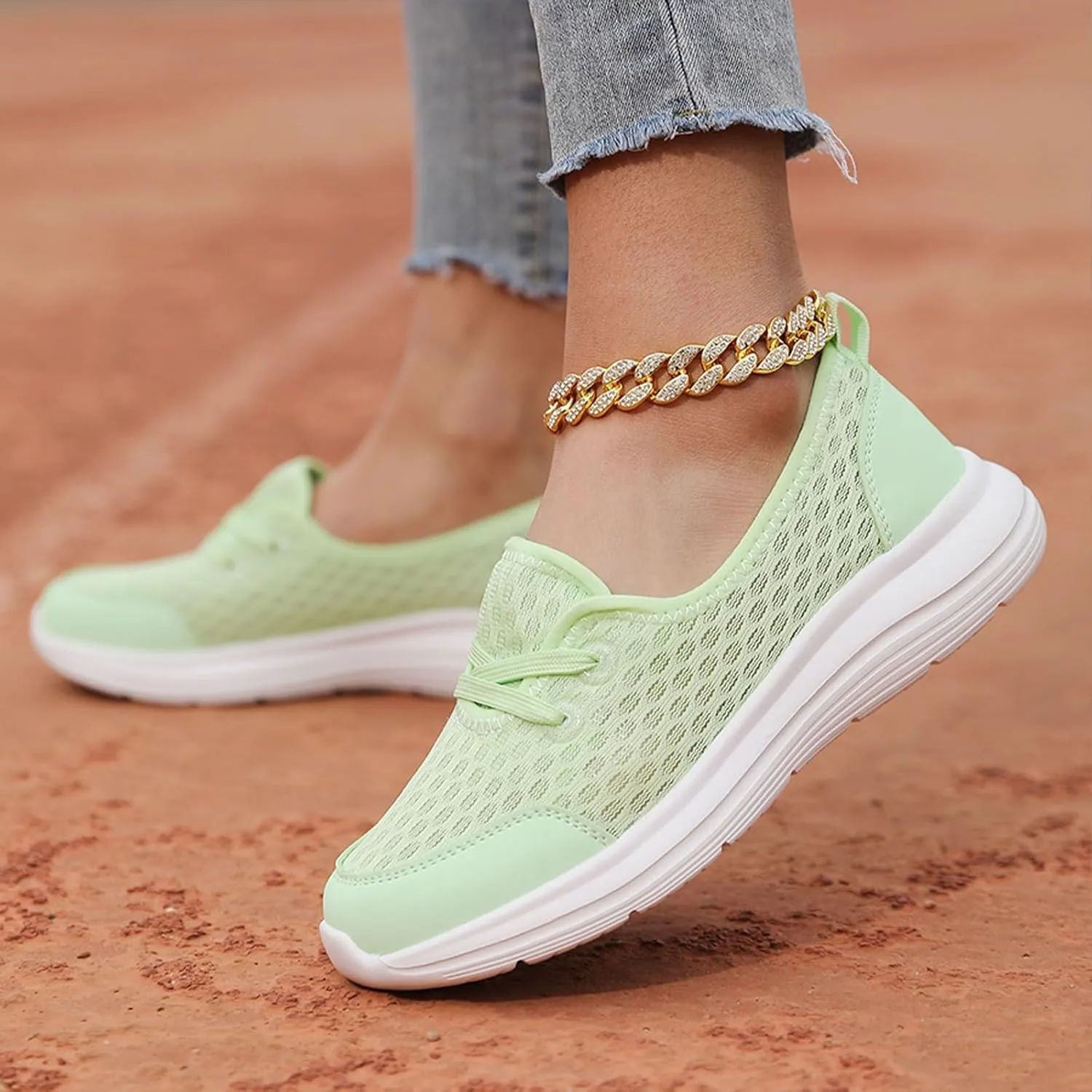 Women's Soft Sole Mesh Comfort Orthopedic Shoes, 2024 New Low-top Women Arch Support Walking Shoes, Casual Slip-on Shoes