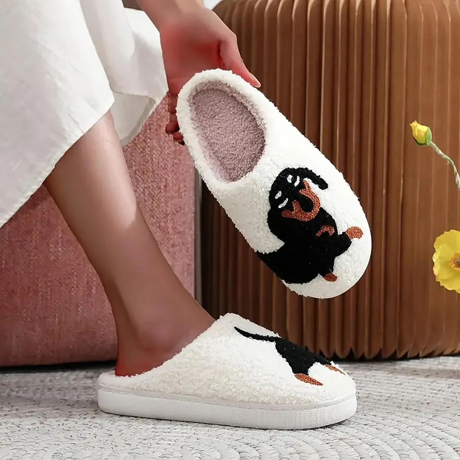 Women's Men's Heart Heart Slippers Strawberry Cherry Mushroom Slippers Evil Eye Slippers Cartoon Animal Cat Slippers Memory Foam Cozy Plush Slippers Couple Indoor Household Slippers