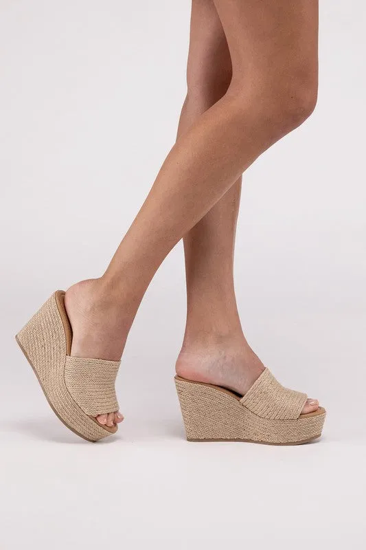 Woven Espadrille Wedge Slide Sandals