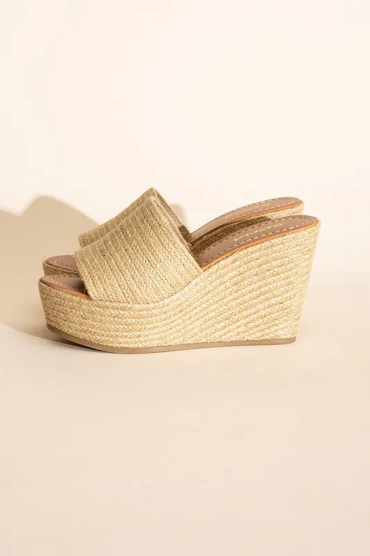 Woven Espadrille Wedge Slide Sandals