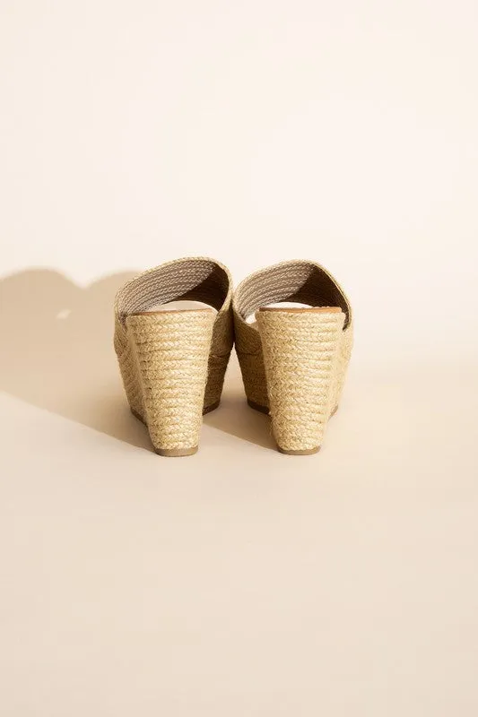 Woven Espadrille Wedge Slide Sandals