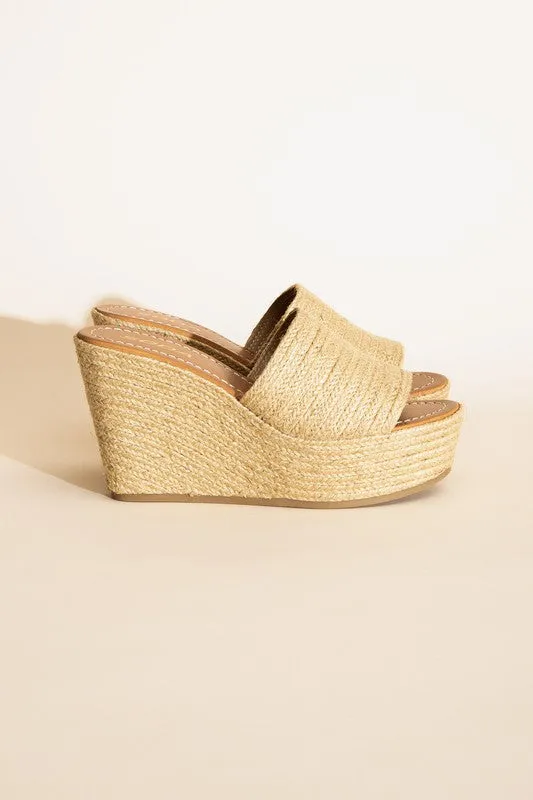 Woven Espadrille Wedge Slide Sandals
