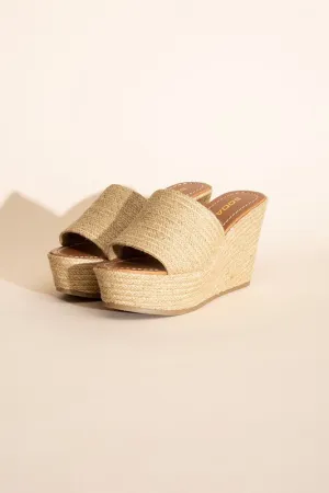 Woven Espadrille Wedge Slide Sandals