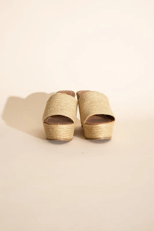 Woven Espadrille Wedge Slide Sandals