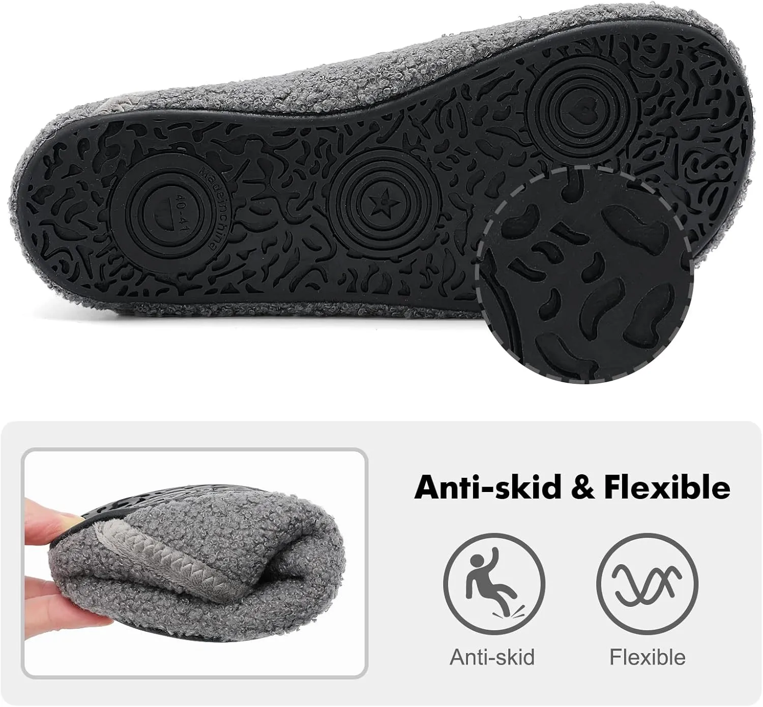 XIHALOOK House Slippers for Women Men Cozy Sock Shoes with Soft Rubber Sole Slip On for Indoor/Outdoor