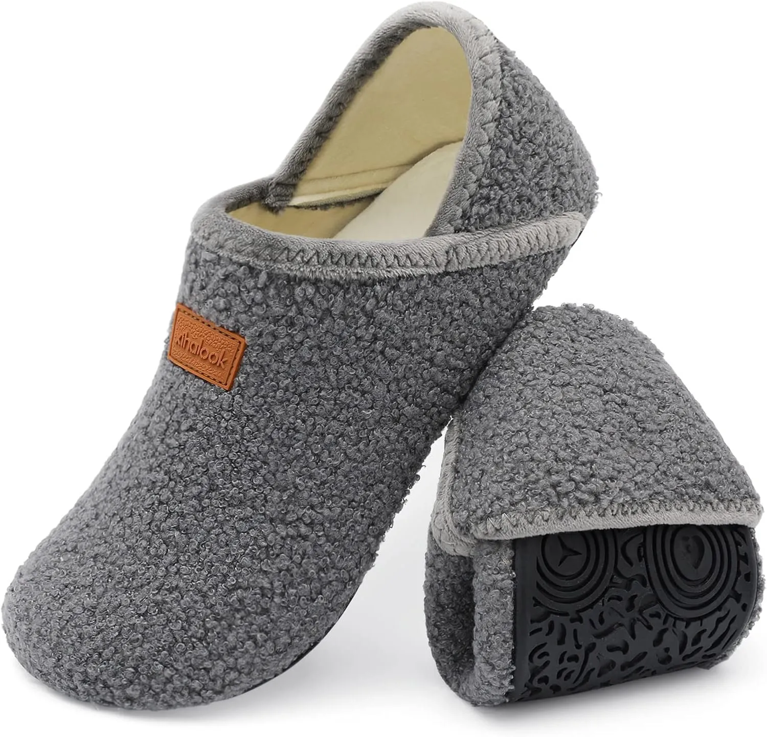 XIHALOOK House Slippers for Women Men Cozy Sock Shoes with Soft Rubber Sole Slip On for Indoor/Outdoor