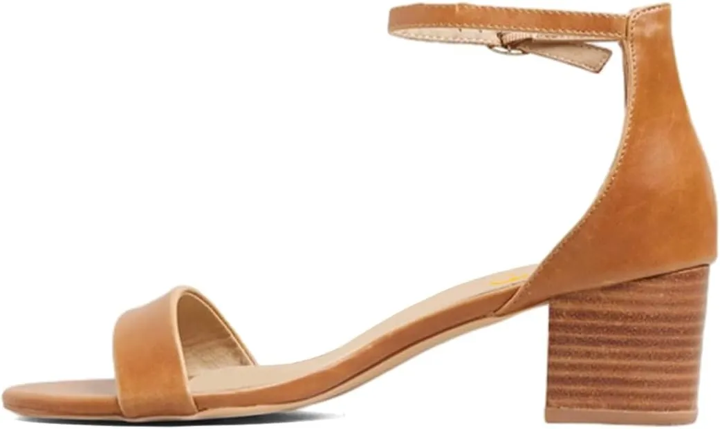 XYD Women's Open Toe Strappy Low Block Heel Sandal Flats Ankle Strap with Buckle Wedding Bridal Dress Shoes