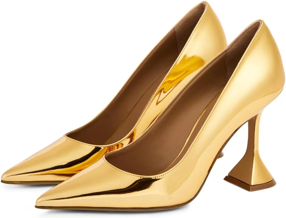 YDN Women Pointed Toe Slip on Pumps Special Kitten High Heel Shoe for Party Prom Dress Lady Size 4-16 US