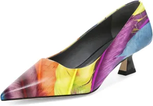 YDN Women's Low Kitten Heel Pumps Pointed Toe Slip On Heels Comfort Dress Work Business Wedding Daily Shoes Size 4-16 US