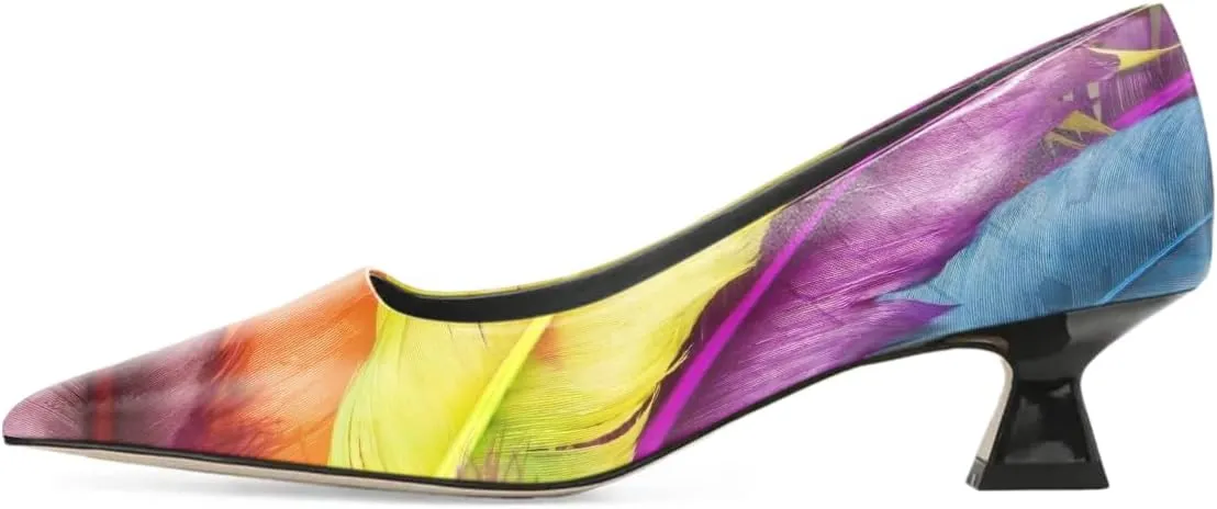YDN Women's Low Kitten Heel Pumps Pointed Toe Slip On Heels Comfort Dress Work Business Wedding Daily Shoes Size 4-16 US