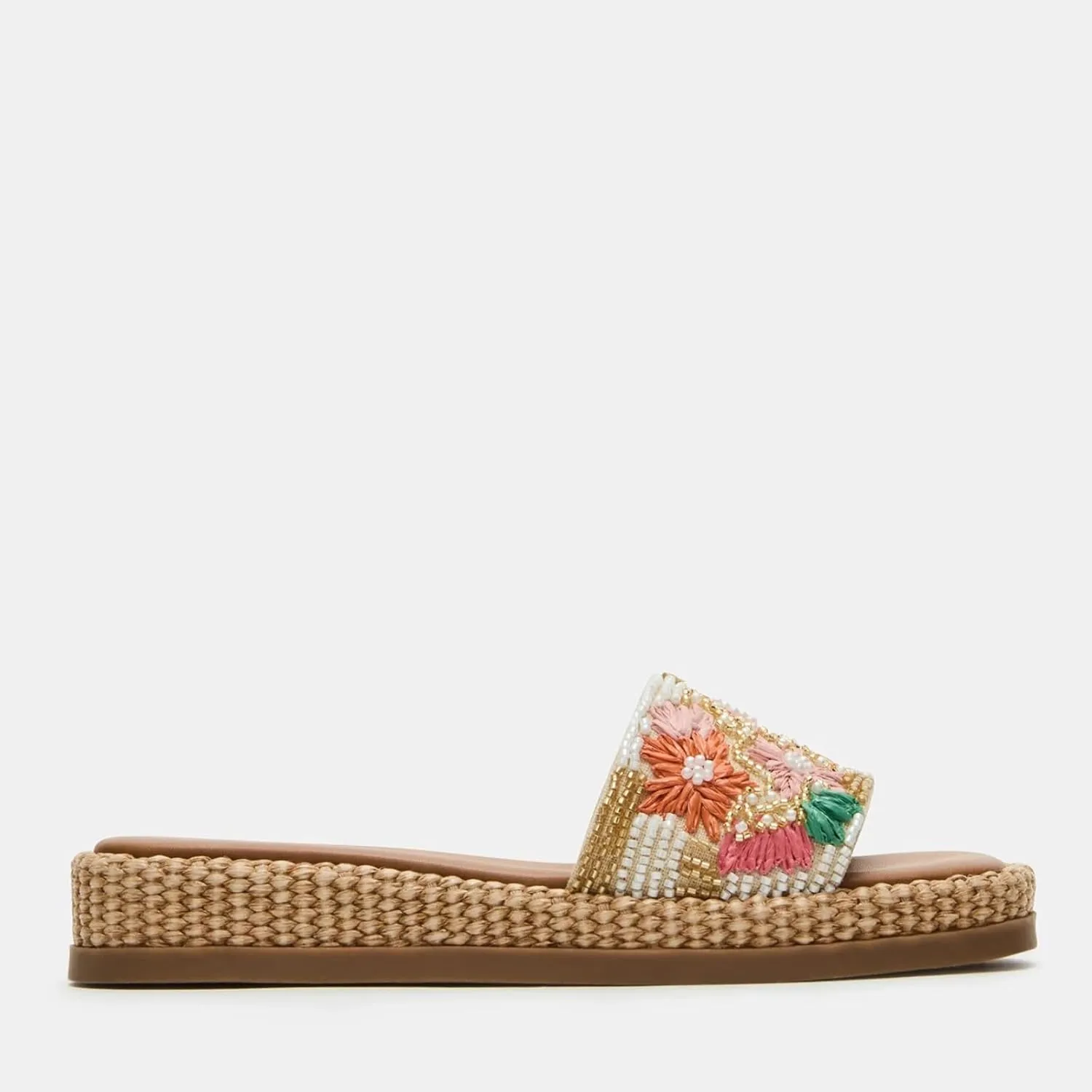 Yishaweiqi Raffia Platform Sandals for Women Slip On Open Square Toe Espadrille Wedges Woven Straw Crochet Beach Slide Sandals