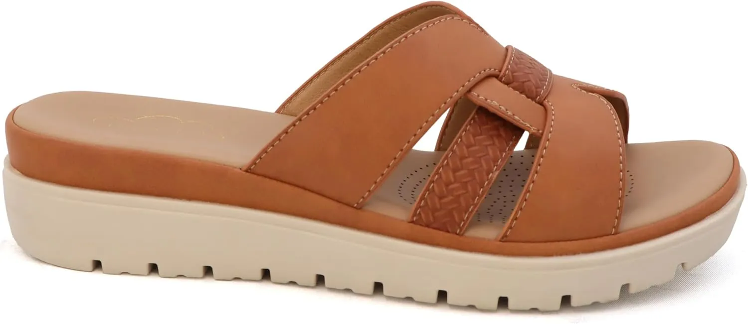 YOKI TUNSA-14 Women's Comfort Footbed Open Toe Wedge Sandal With Weave Upper