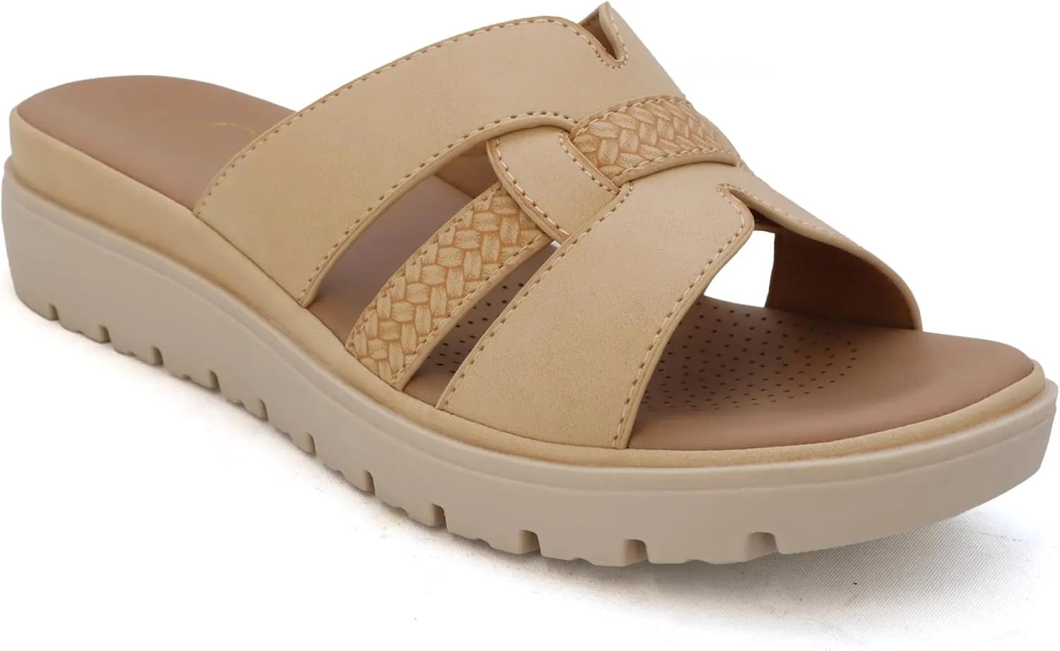 YOKI TUNSA-14 Women's Comfort Footbed Open Toe Wedge Sandal With Weave Upper