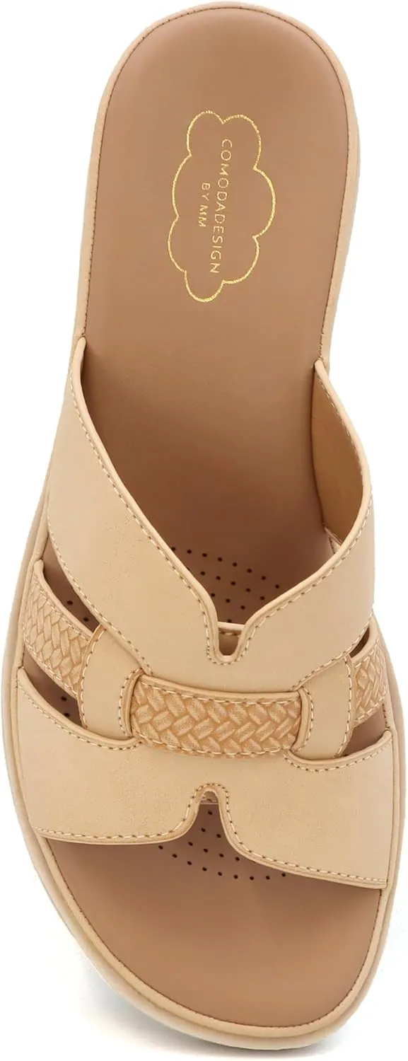 YOKI TUNSA-14 Women's Comfort Footbed Open Toe Wedge Sandal With Weave Upper