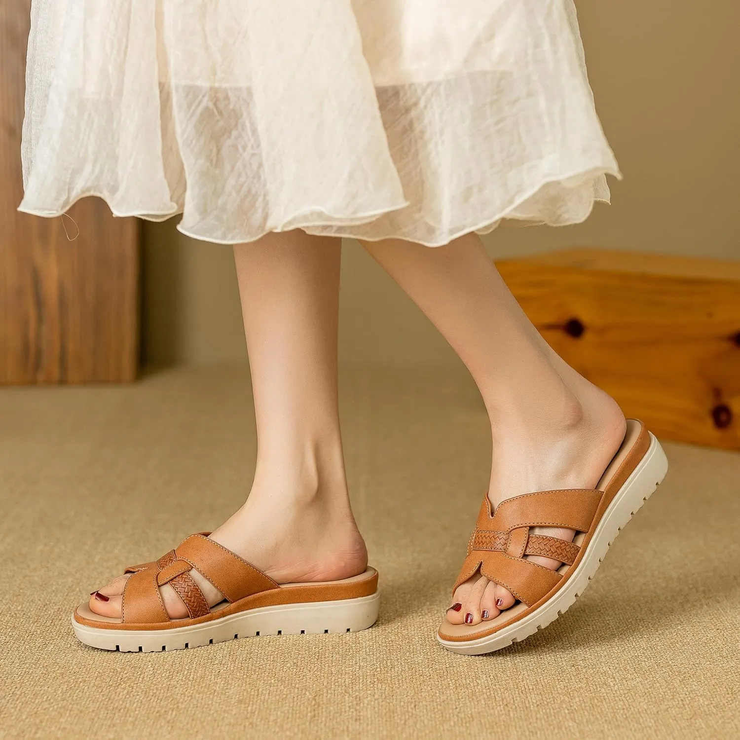 YOKI TUNSA-14 Women's Comfort Footbed Open Toe Wedge Sandal With Weave Upper