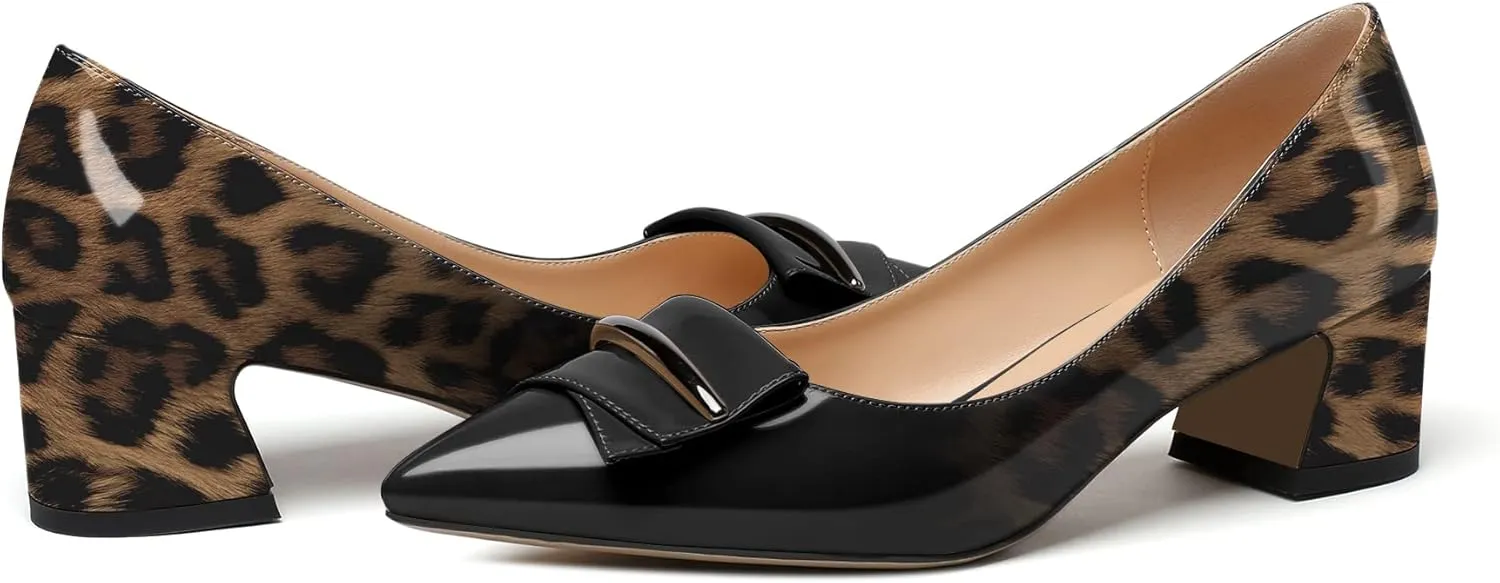 Zamikoo Women's Block Heel Pumps Low Heel Slip On Pointy Toe Wedding Dress Shoes US Size 5-13